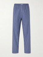 TEKLA - Straight-Leg Checked Organic Cotton-Poplin Pyjama Trousers - Blue