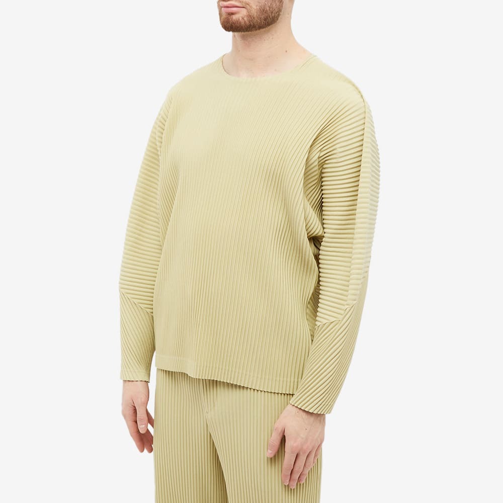 Homme Plissé Issey Miyake Men's Long Sleeve Pleated Top in Beige Green Homme  Plisse Issey Miyake