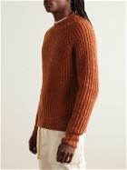 Altea - Slim-Fit Ribbed Wool and Silk-Blend Sweater - Orange