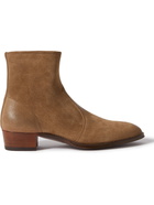 SAINT LAURENT - Wyatt Waxed-Suede Chelsea Boots - Brown