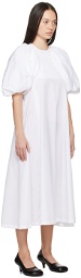 Noir Kei Ninomiya White Puff Sleeve Midi Dress