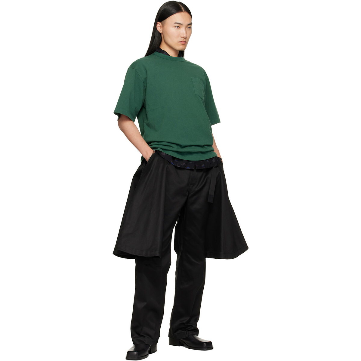 sacai Green Cotton Jersey T-shirt Sacai