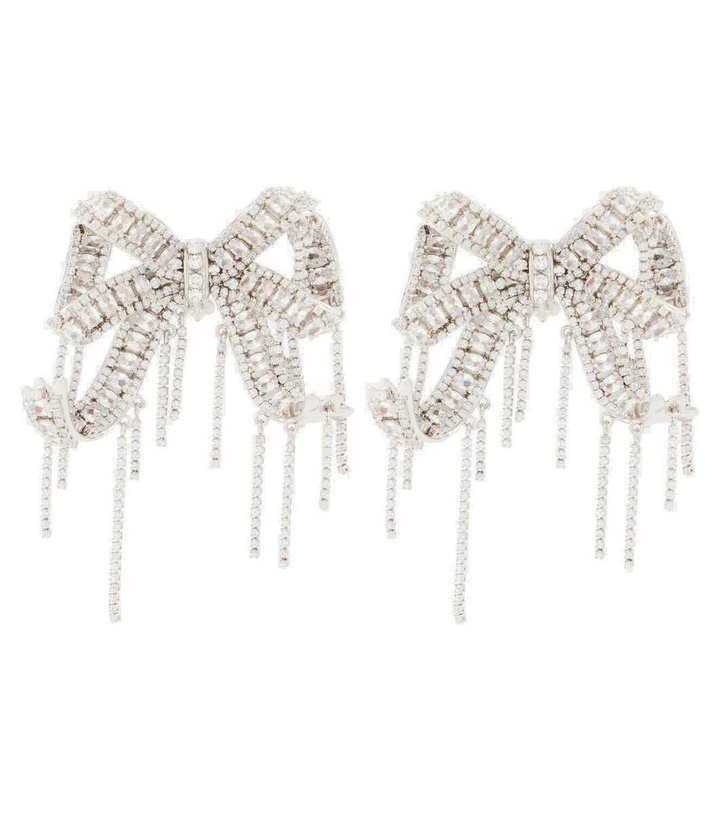 Photo: Self-Portrait Crystal-embellished silver-plated clip-on earrings