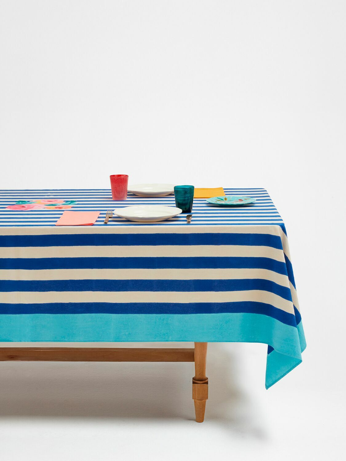 LISA CORTI Nizam Stripes Blu Rectangular Tablecloth
