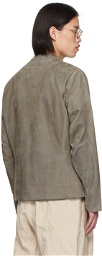 DEVOA Gray Paneled Leather Jacket