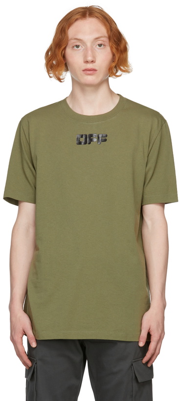 Photo: Off-White Khaki Arrows Font T-Shirt