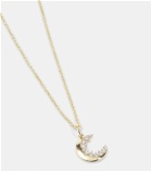 Sydney Evan Crescent Moon 14kt gold and white gold chain necklace with diamonds