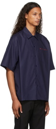 Marni Navy Bowling Logo Short Sleeve Shirt