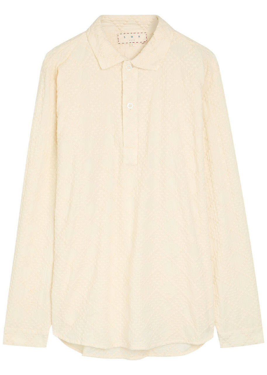 Smr Days Ornos Embroidered Cotton Polo Shirt Beige