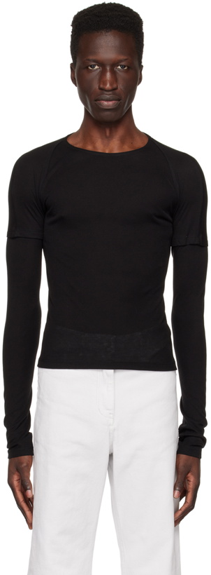 Photo: LOW CLASSIC Black Paneled Long Sleeve T-Shirt