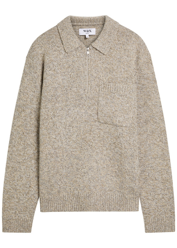Photo: Wax London Alpha Half-zip Wool Polo Jumper Beige