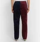 Stüssy - Tapered Colour-Block Cotton-Corduroy Trousers - Blue