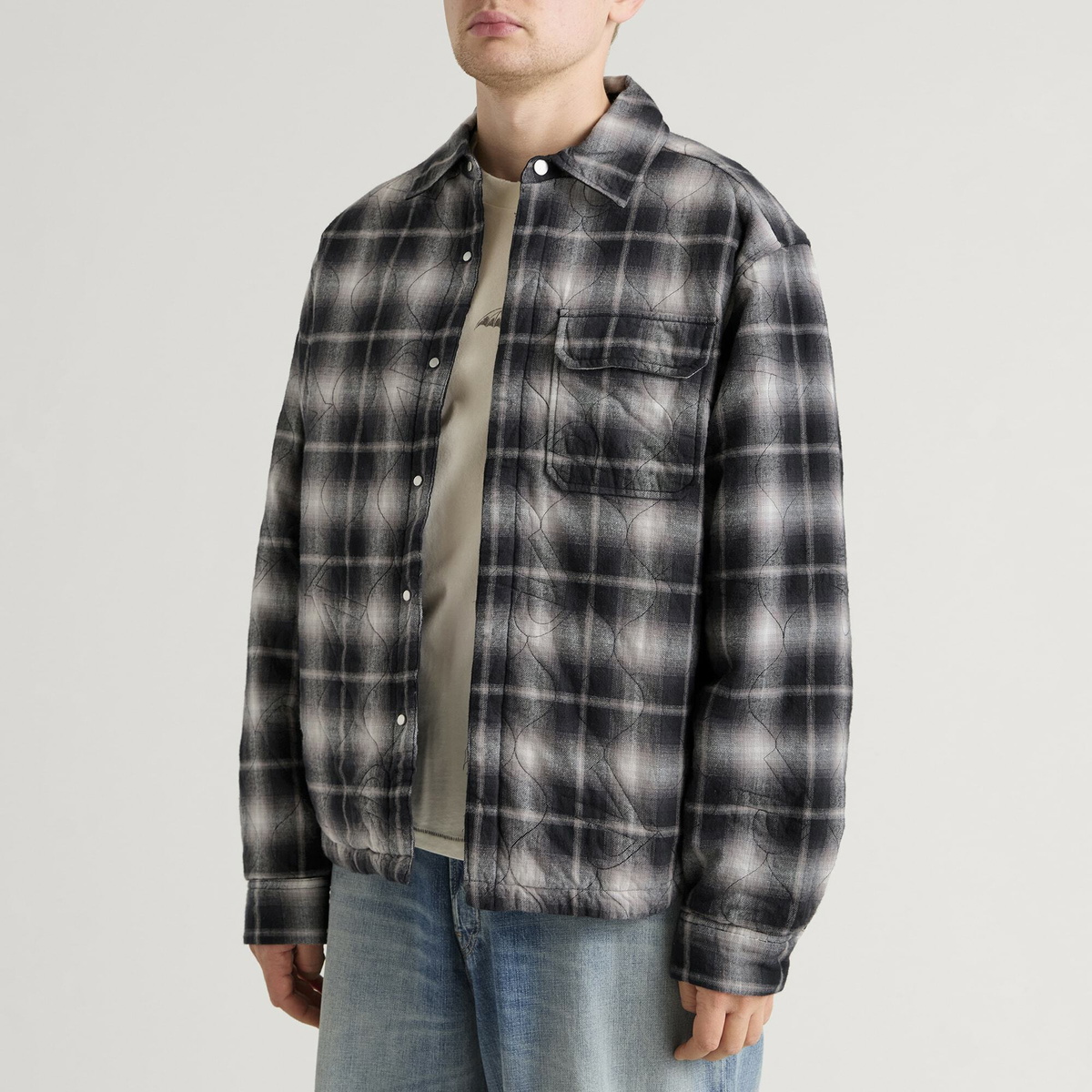 Represent Men's Logo Quilted Shirt in Black