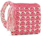 Marco Rambaldi Pink & White Crochet Shoulder Bag