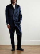 Valentino Garavani - Double-Breasted Silk-Satin Suit Jacket - Blue