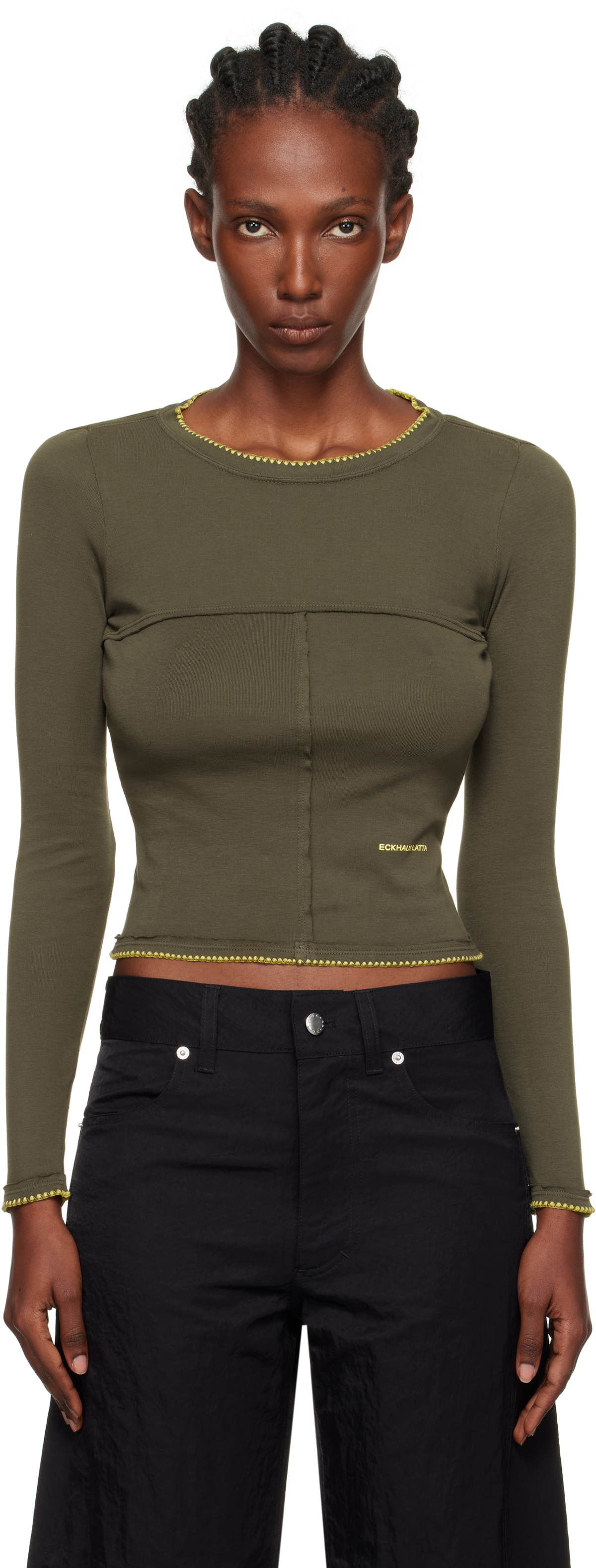 Eckhaus Latta Gray Lapped Baby Crewneck T-shirt