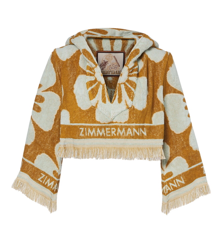 Photo: Zimmermann Fairlight floral cropped terry hoodie