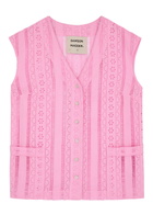 Damson Madder Alys Broderie Anglaise Cotton Waistcoat Pink