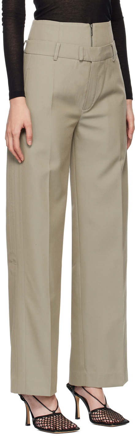 Subtle Le Nguyen Khaki Double Waistband Trousers