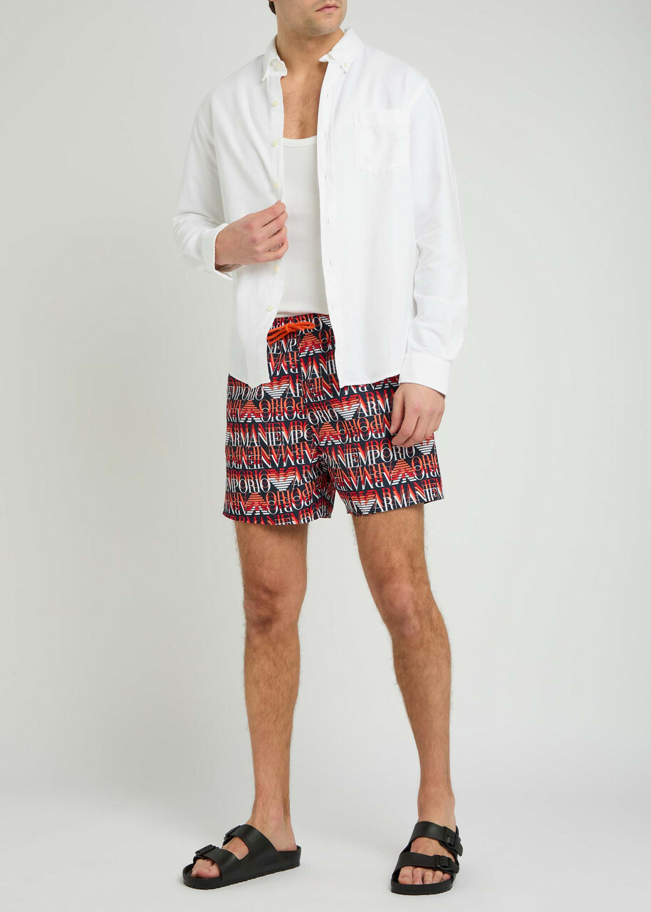 Emporio Armani Logo-print Shell Swim Shorts Red