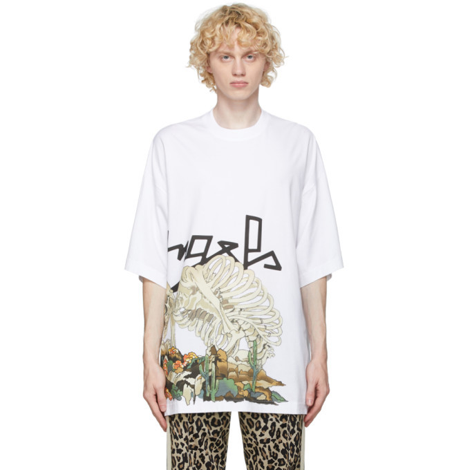 Photo: Palm Angels White Oversized Desert Skull T-Shirt