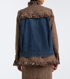 Sacai Fringed tweed and denim jacket