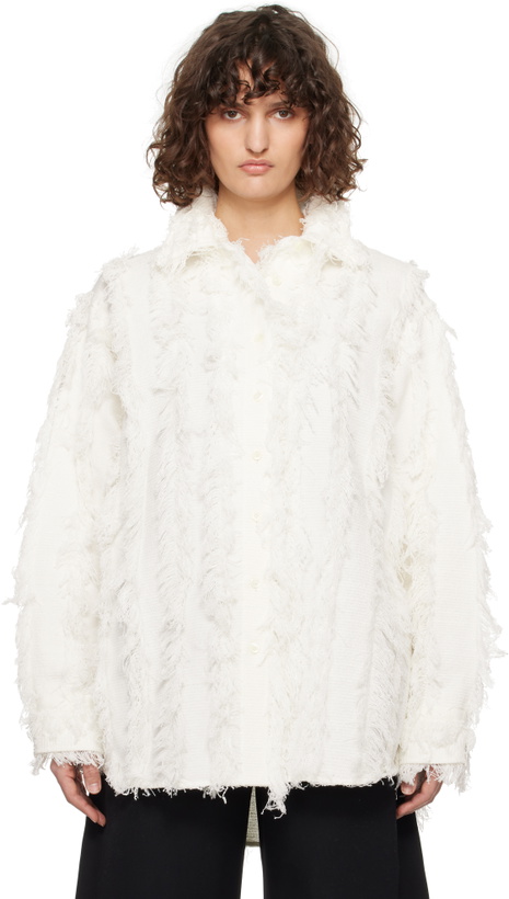 Photo: RECTO White Fringe Effect Oversized Shirt