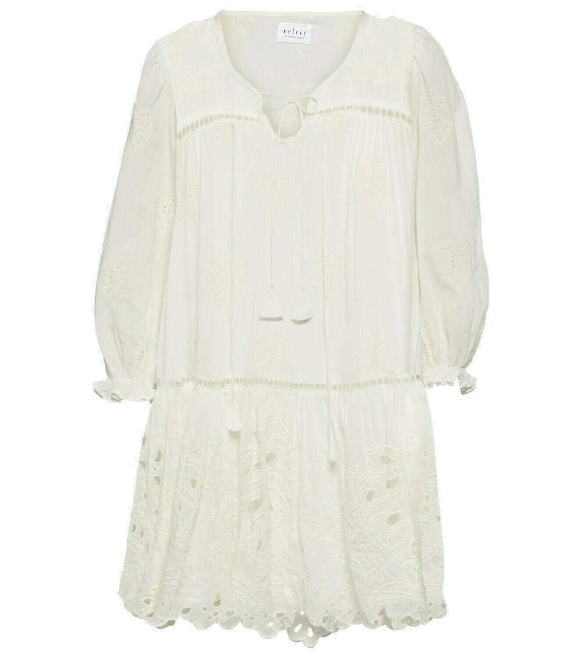 Velvet Wheat Embroidery Mini Dresses