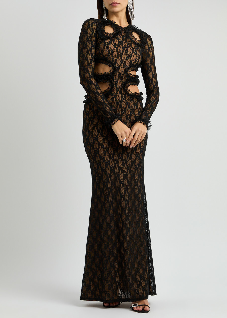 Self-portrait X Christopher Kane Cut-out Lace Maxi Dress Black Self-Portrait Self-portrait X Christopher Kane Cut-out Lace Maxi Dress Black Self-Portrait