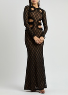 Self-portrait X Christopher Kane Cut-out Lace Maxi Dress Black