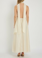 Solaqua Antonella Embroidered Draped Maxi Dress Ivory