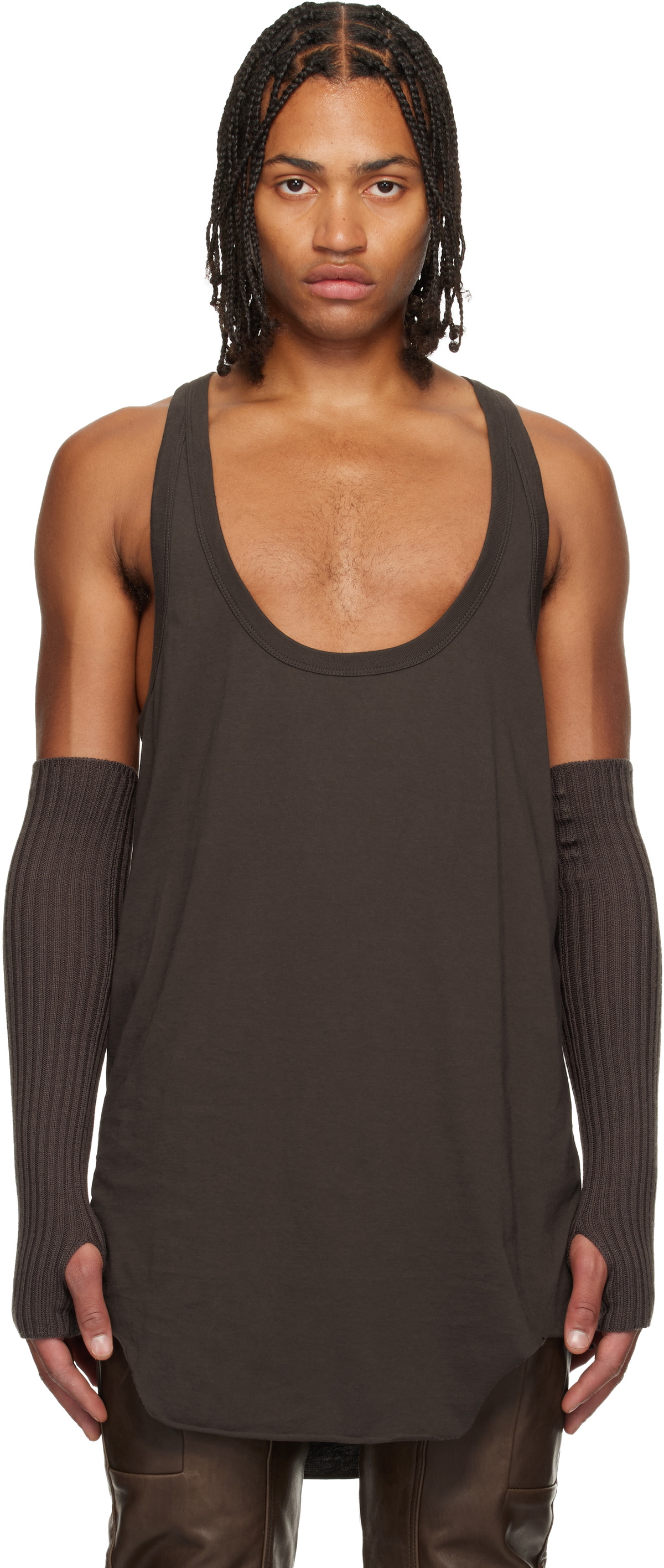 Rick Owens Grey Moncler Edition Logo Tank Top Rick Owens