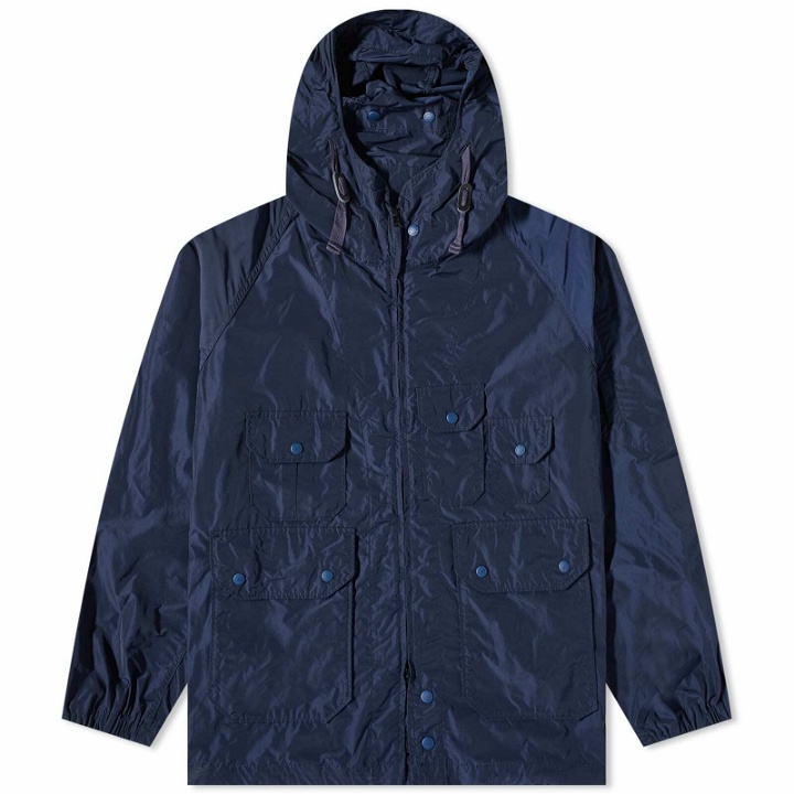 Photo: Engineered Garments Men's Atlantic Parka Jacket in Dark Navy Memory Polyester
