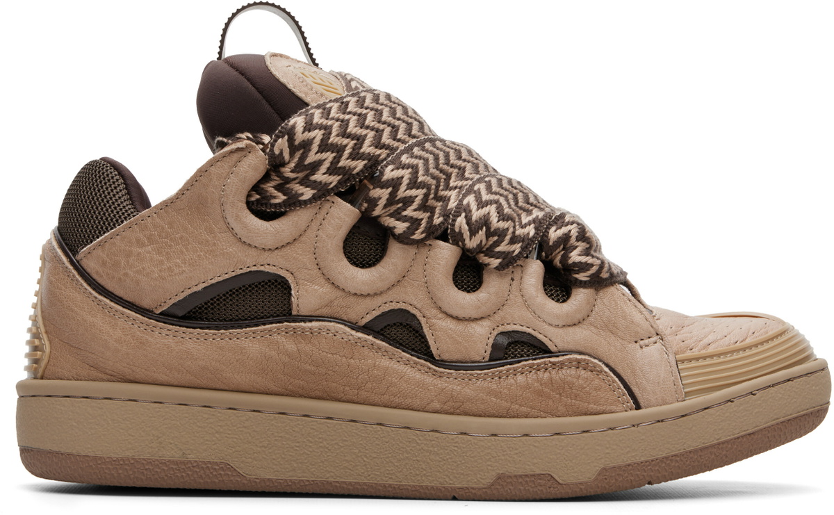 Lanvin Beige Curb Dino-Effect Leather Sneakers