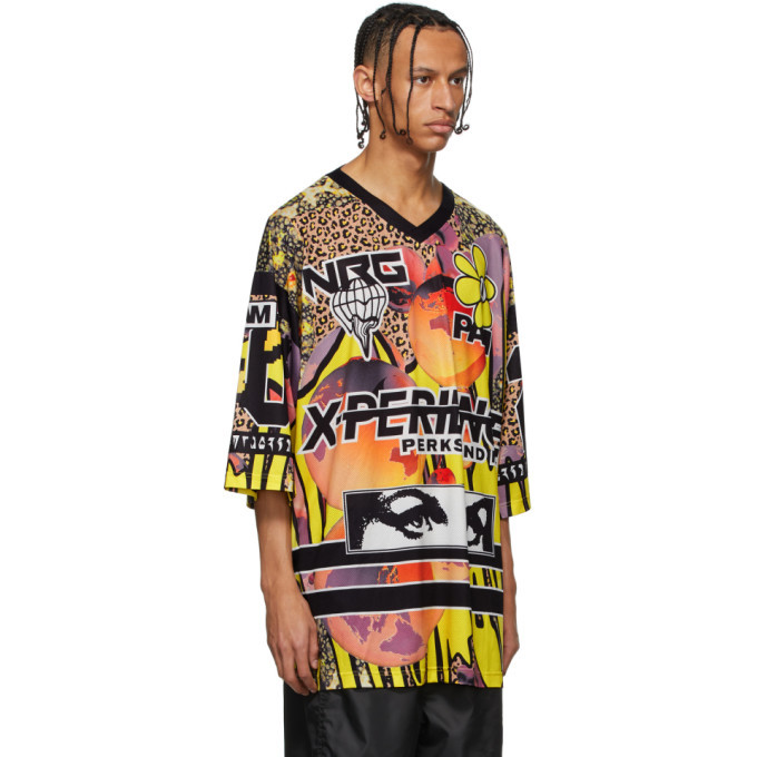 perks and mini ゲームシャツ Perks and Mini Multicolor Oversized Red Planet Hockey T-Shirt