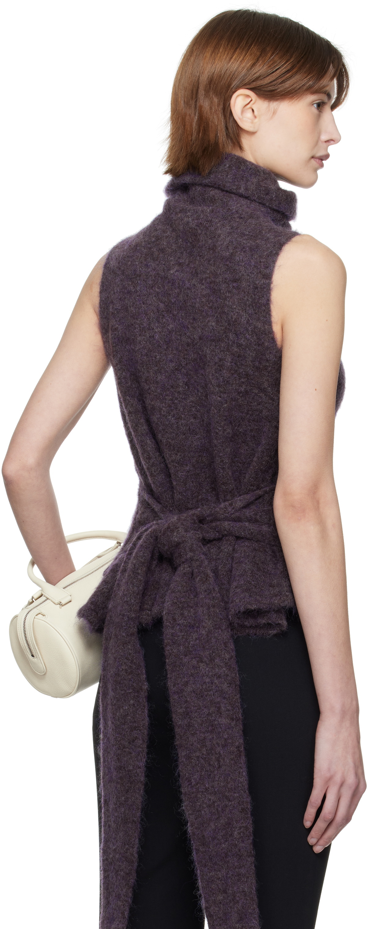 AARON ESH Purple Tied Roller Neck Vest