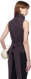 AARON ESH Purple Tied Roller Neck Vest