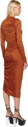 Rick Owens Lilies Orange Concordians Svita LS Midi Dress