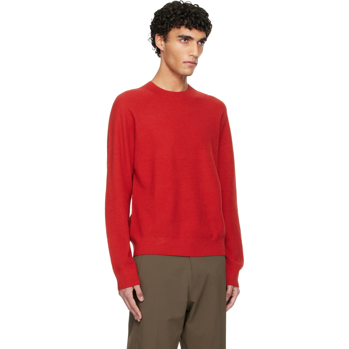 Veilance Red Conic Wool Midlayer Sweater
