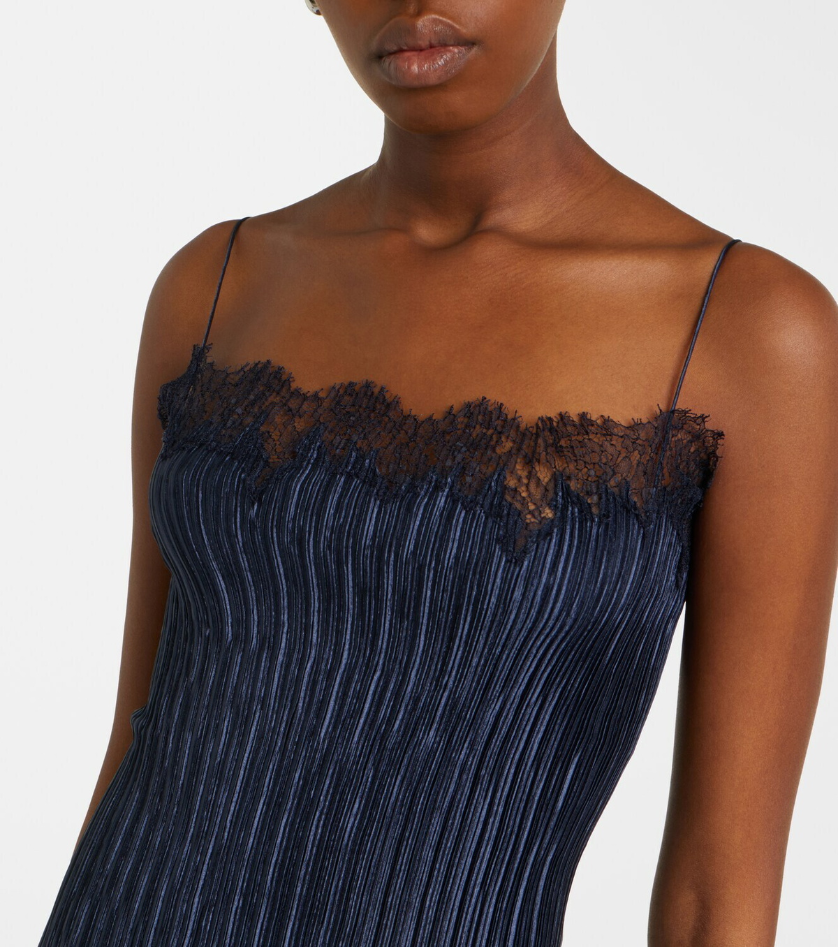 Fforme Lumi lace-trimmed pleated midi dress