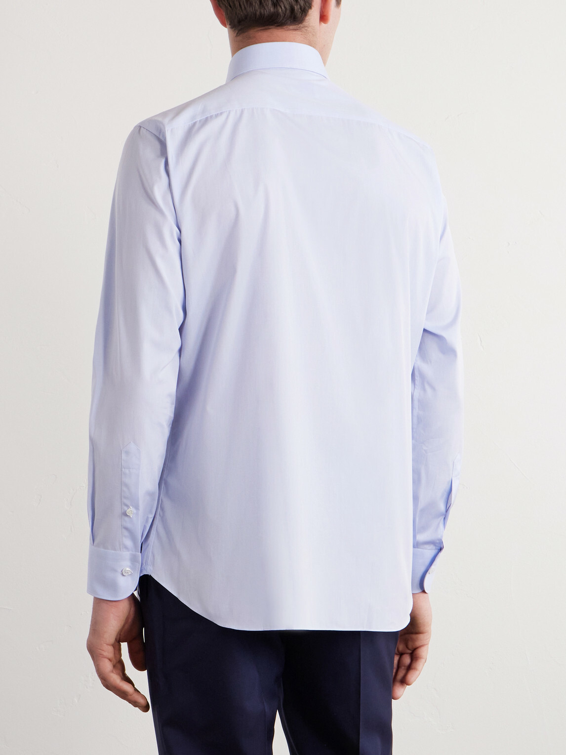 Brioni - Cutaway-Collar Cotton-Poplin Shirt - Blue