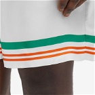 Casablanca Men's Tennis Club Icon Silk Shorts in White/Green/Orange