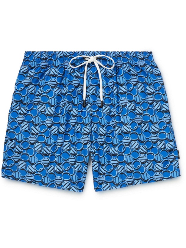 Photo: ERMENEGILDO ZEGNA - Mid-Length Printed Swim Shorts - Blue