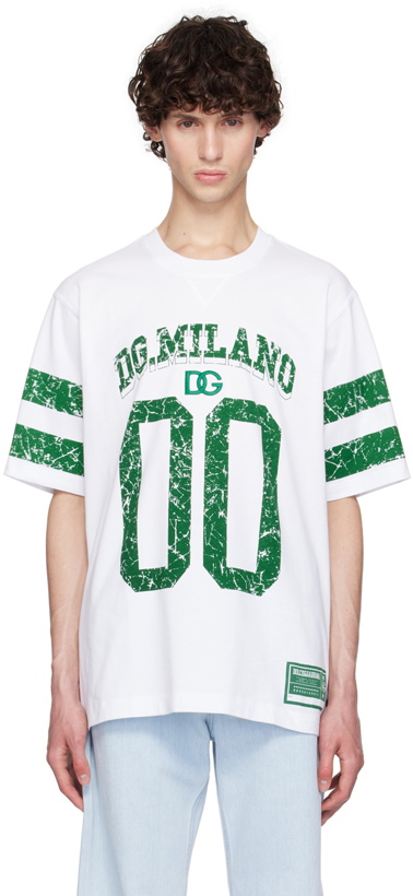 Photo: Dolce&Gabbana White Logo Print T-Shirt
