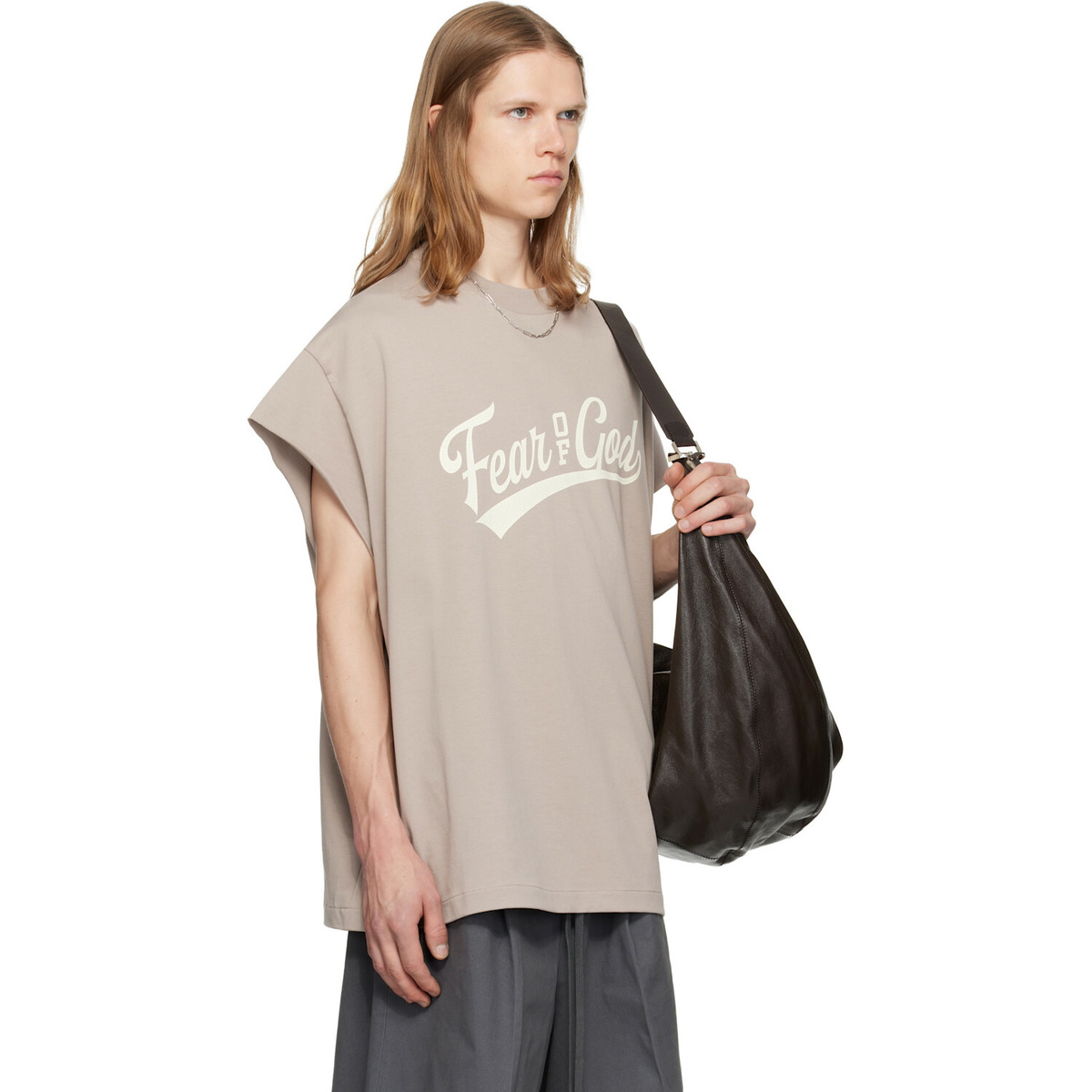 Fear of God ESSENTIALS Gray Cut Off 90's T-shirt