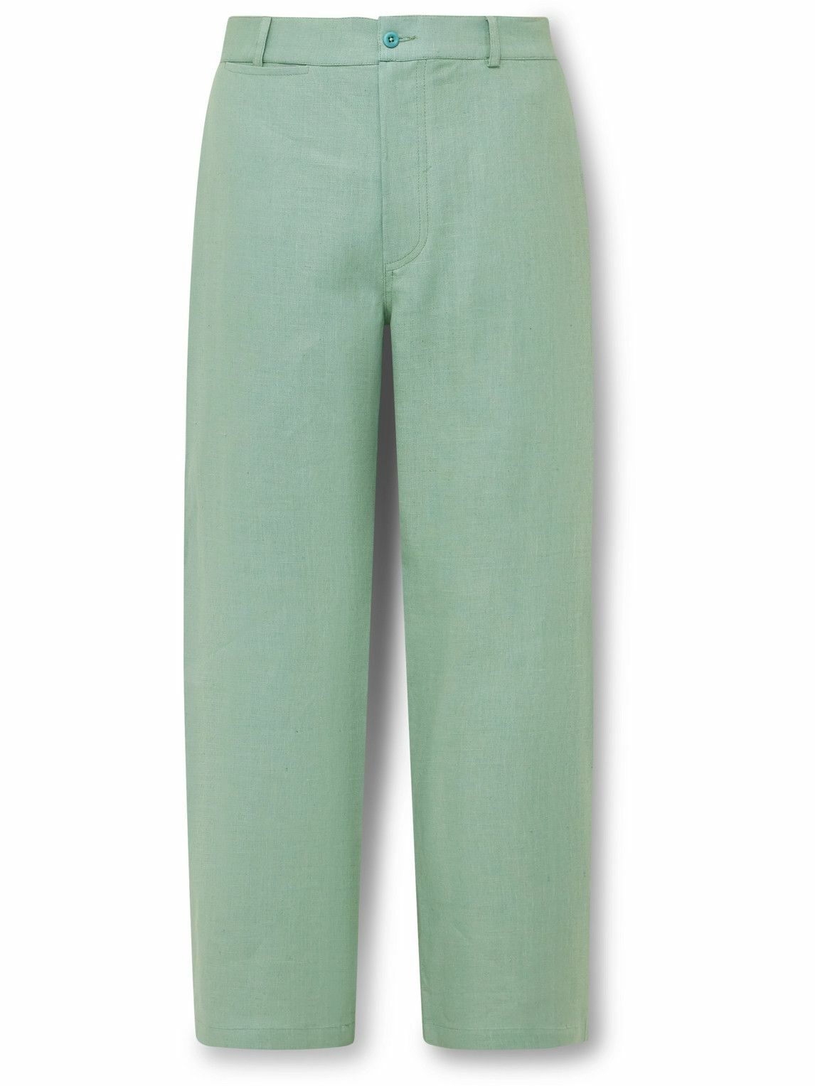De Bonne Facture - Balloon Barrel-Leg Linen Trousers - Green