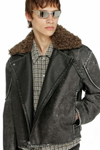 Diesel Biker jacket with detachable collar - Jackets Mens in Grey