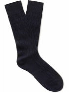 Anderson & Sheppard - Cable-Knit Cashmere Socks - Blue