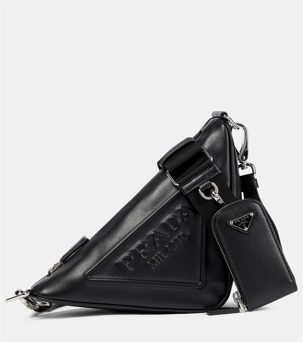 PRADA - Triangle mini leather pouch bag