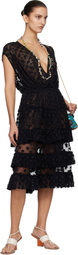 Dries Van Noten Black Ruffled Mesh Midi Dress